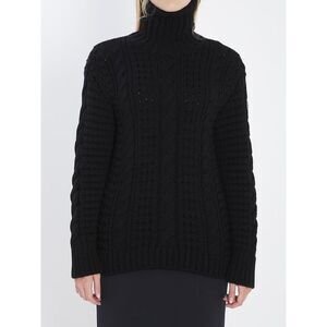 MONCLER GENIUS Cable Knit Turtleneck Sweater Women BLACK Sweaters & Knitwear